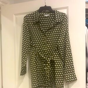 Polka Dot Long Sleeve Shirt Dress